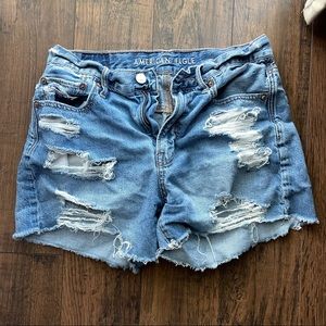 American Eagle Medium Wash High Rise 90’s Boyfriend Distressed Jean Shorts